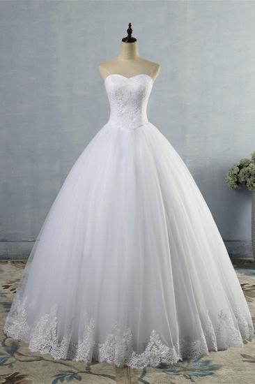 Bradyonlinewholesale Affordable Strapless Sweetheart Tulle Wedding Dress Sleeveless Lace Appliques Bridal Gowns On Sale