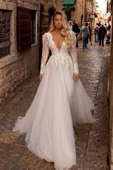 Boho Wedding Dresses A Line | Lace wedding dresses with sleeves_2