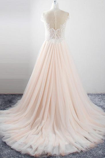 Bradyonlinewholesale Elegant Jewel Tulle Lace Wedding Dress Short Sleeves Appliques Ruffles Bridal Gowns On Sale_2