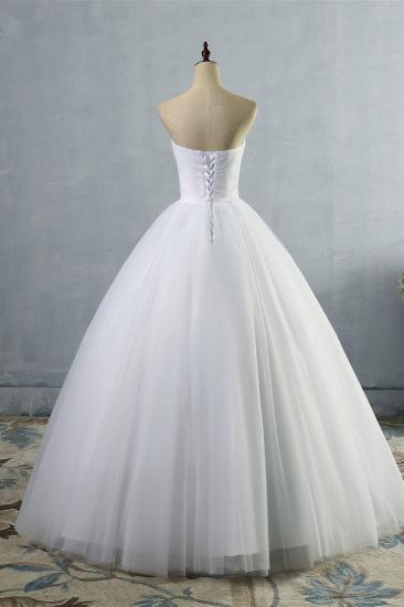 Bradyonlinewholesale Gorgeous Strapless Sweetheart Tulle Wedding Dress Sleeveless Ruffles Bridal Gowns with Beadings Sash_2