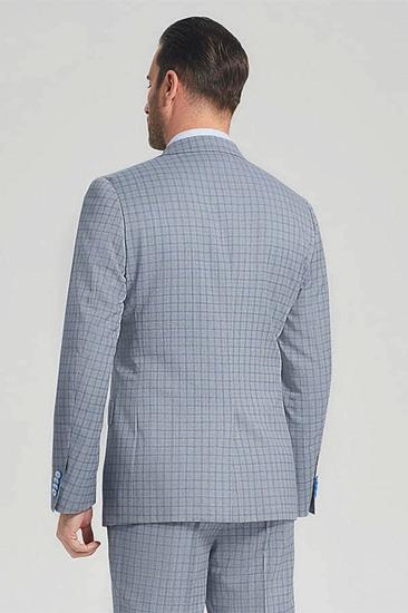 Mens Casual Light Grey Suits | Blue Grid Mens Casual Suits Sale at_3