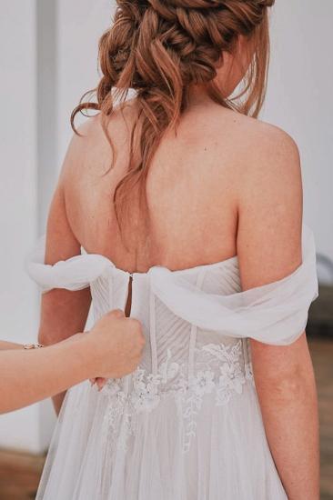 Off-the-Shoulder Strapless Appliques Lace A-Line Wedding Dresses_5