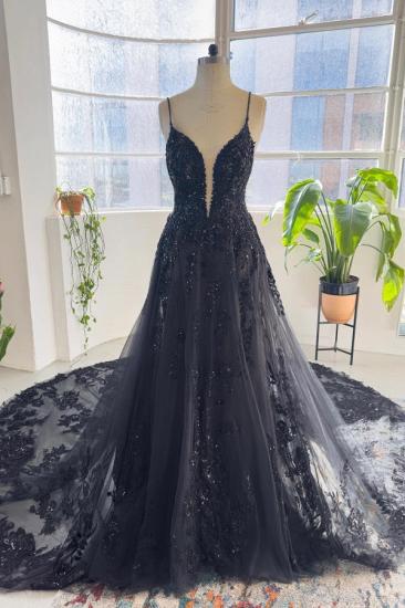 Elegant Wedding Dresses Black | Wedding dresses A line lace