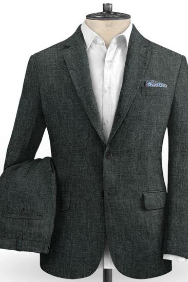 Dark Grey Two Piece Mens Suit | Formal Business Linen Tuxedo Online_2