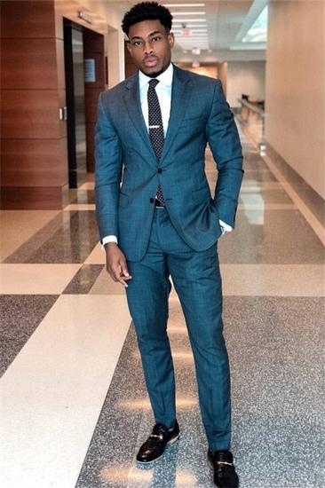 Blue Plaid Prom Suit | Formal Business Two-Piece Mens Suit_1