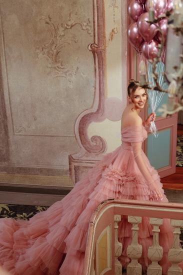 Pink Wedding Dresses A Line Tulle Wedding Dresses Buy Online_3