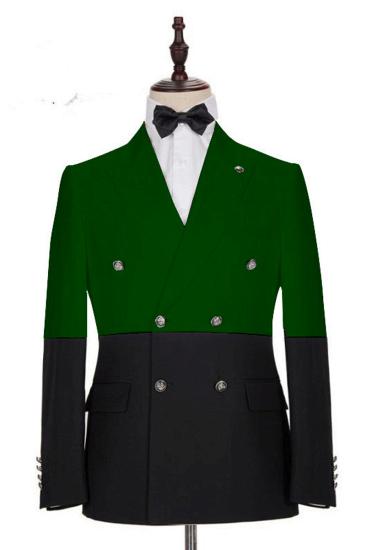 Marcos Dark Green and Black Custom Slim Fit Double Breasted Mens Suit_2