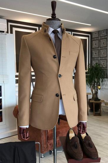 Levi's Beige Stand Collar 3 Button 2 Flap Slim Fit Business Fleece Jacket