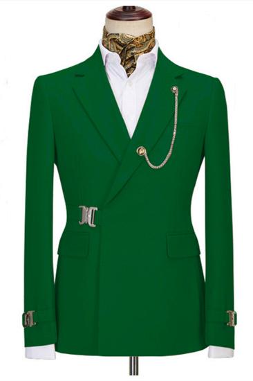 Liam latest dark green notched lapel men's business suit_1