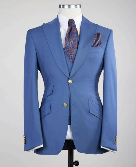 Blue three-piece simple slim mens business suit_4