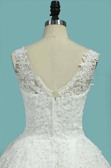 Bradyonlinewholesale Glamorous Jewe Tull Lace Wedding Dress Appliques Sleeveless Beadings Bridal Gowns Online_4