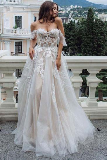 Off The Shoulder Appliques Wedding Dresses | A-line Tulle Bridal Gowns_1