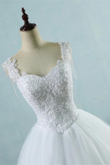 Bradyonlinewholesale Glamorous Straps Sweetheart White Wedding Dress Sleeveless Appliques Beadings Bridal Gowns_4