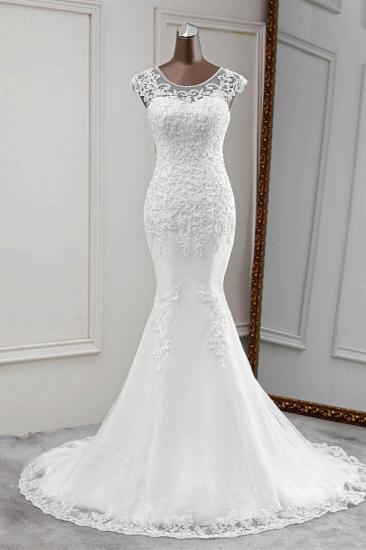 Bradyonlinewholesale Gorgeous Jewel Sleeveless White Lace Mermaid Wedding Dresses with Appliques_1
