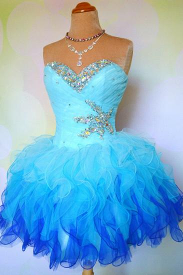 Sweetheart Organza Crystal Mini Homecoming Dresses Cute Multi-Coloured Short Party Dress with Beadings_2