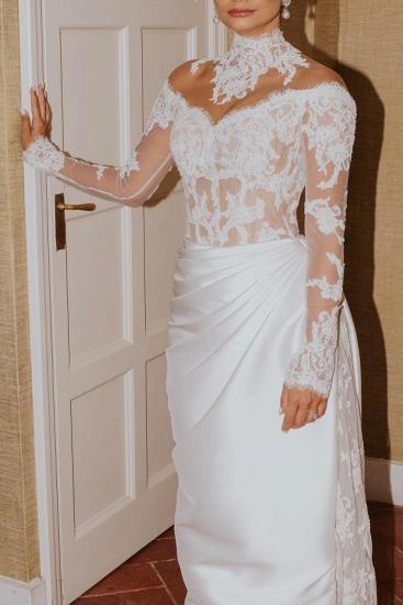 Empire Wedding Dresses A Line Saitn Wedding Dress Lace Sleeves_7