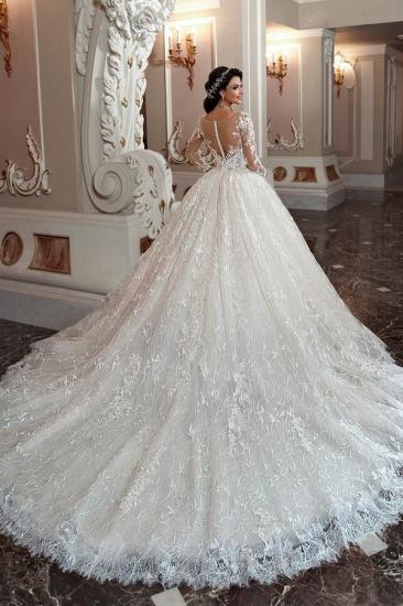 Luxurious Long Sleeve Lace Appliquéd Long A-Line Wedding Dress_3