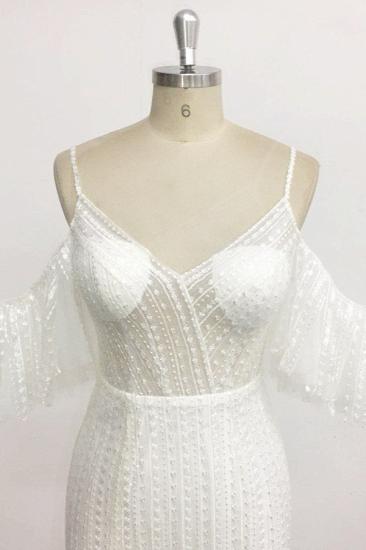 Bradyonlinewholesale Stylish Sleeveless V-Neck Ivory Wedding Dresses Spaghetti Straps Pearls Bridal Gowns On Sale_4