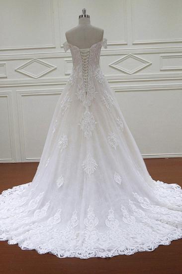 Bradyonlinewholesale Elegant Off-the-Shoulder White Tulle Lace Wedding Dress Sweetheart Appliques Bridal Gowns On Sale_2