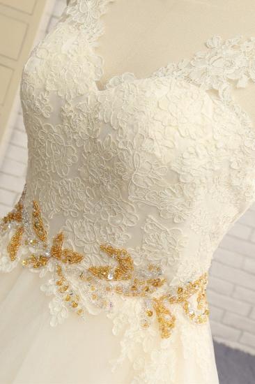 Bradyonlinewholesale Gorgeous Jewel Sleeveless A-Line Tulle Wedding Dress Lace Appliques Bridal Gowns with Beadings_4