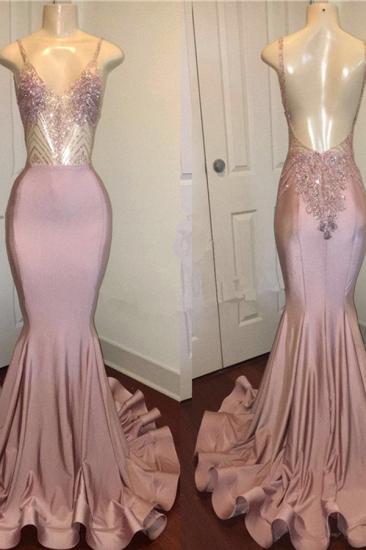 Spaghetti Straps Sparkling Beads Prom Dresses | Pink Sequins Sexy Backless Evening Gown_2