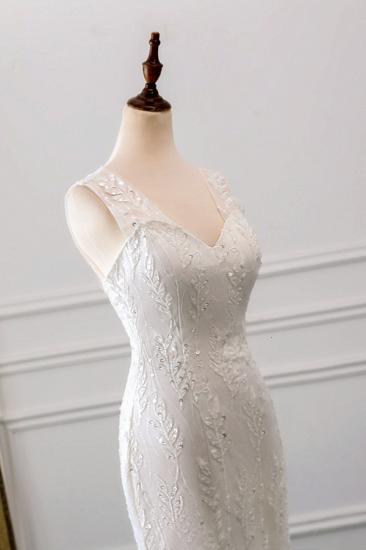 Bradyonlinewholesale Affordable V-Neck Appliques Mermaid Wedding Dresses with Beadings Online_5