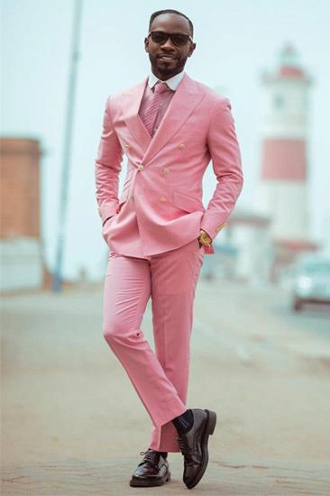 Ablett Pink Double Breasted Point Lapel Chic Mens Suitable for Prom_1