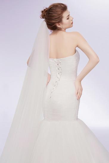 Mermaid Sweetheart Strapless Ivory Tulle Wedding Dresses with Lace-up_3
