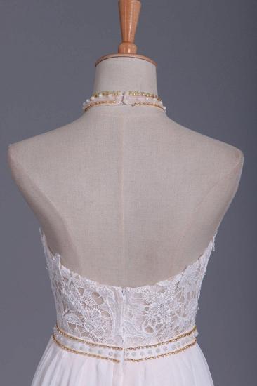 Bradyonlinewholesale Boho Halter Chiffon Lace Wedding Dress Beadings Appliques Sleeveless Ruffles Bridal Gowns On Sale_3