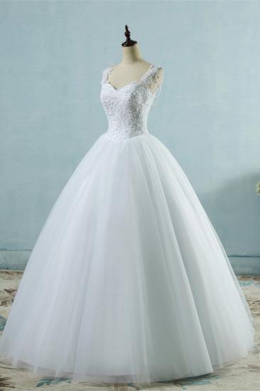 Bradyonlinewholesale Glamorous Straps Sweetheart White Wedding Dress Sleeveless Appliques Beadings Bridal Gowns_3