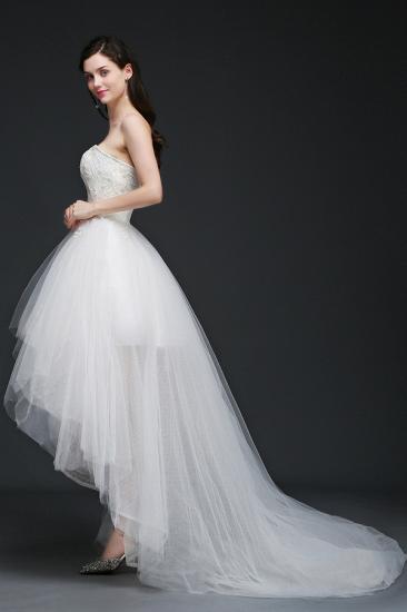 A-line Hi-Lo Tulle Wedding Dress With Lace_3