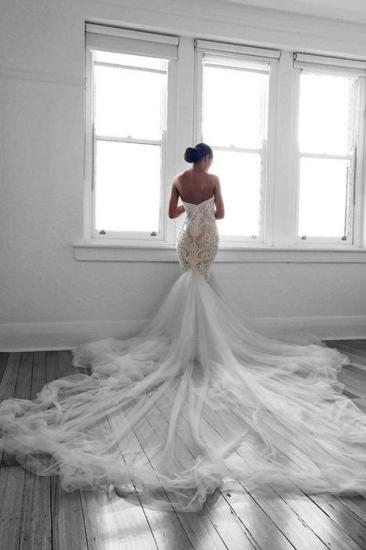 Romantic Sweetheart Lace White Sheer Wedding Dress | Mermaid Bridal Gown_2