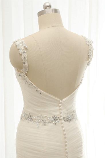 Bradyonlinewholesale Unique Ivory Straps Mermaid Wedding Dresses Tulle Ruffles Sequins Bridal Gowns Online_5
