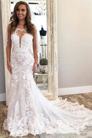 Sexy Sleeveless Column Lace Wedding Dress Online_3