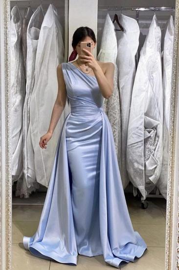 One-Shoulder Satin Mermaid Ball Gown w/ Detachable Train_1