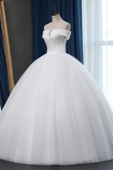 Bradyonlinewholesale Glamorous Off-the-shoulder A-line Tulle Wedding Dresses White Ruffles Bridal Gowns On Sale_4