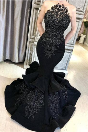 Sexy Black Lace Crystal Prom Dresses | Elegant Sleeveless Mermaid Evening Dresses