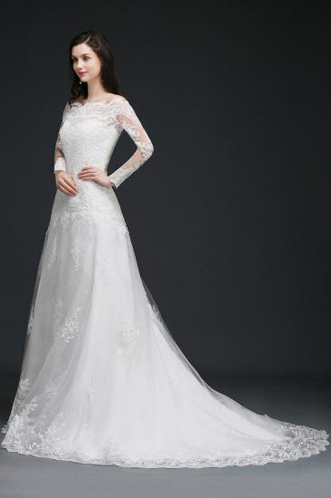 ADELYNN | A-line Sweep-train Ivory Wedding Dress with Lace_2