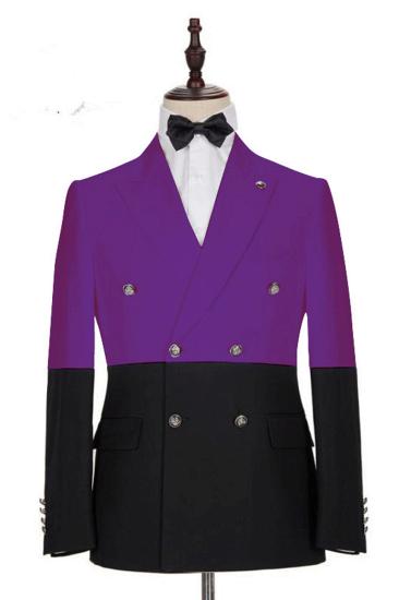 Emmanuel Purple Double Breasted Point Lapel Prom Mens Suit Online_2