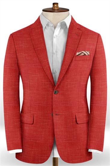 Summer Red Linen Mens Suit | 2 Piece Mens Prom Dress Tuxedo_1