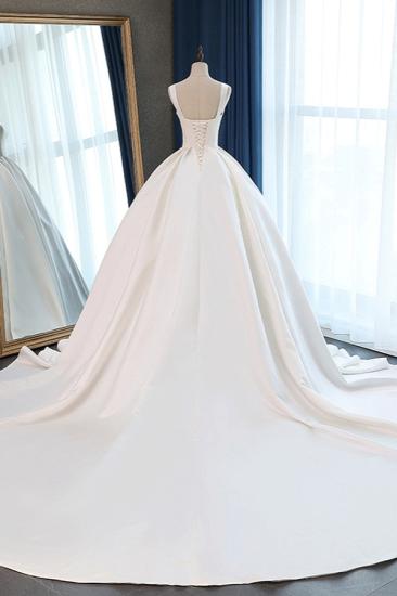 Bradyonlinewholesale Elegant Ball Gown Straps Square-Neck Wedding Dress Ruffles Sleeveless Bridal Gowns Online_2