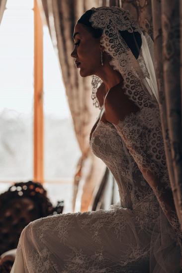 Off-the-Shoulder Appliques Lace Mermaid Wedding Dresses Long Sleeve_4