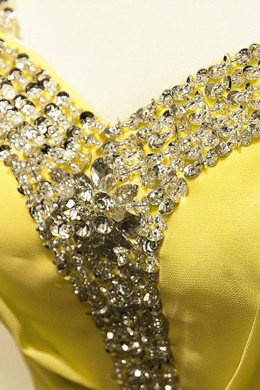 Crystal Yellow Sheer Back Chiffon Long Prom Dress A-line Sweep Train Elegant Dresses for Women_3