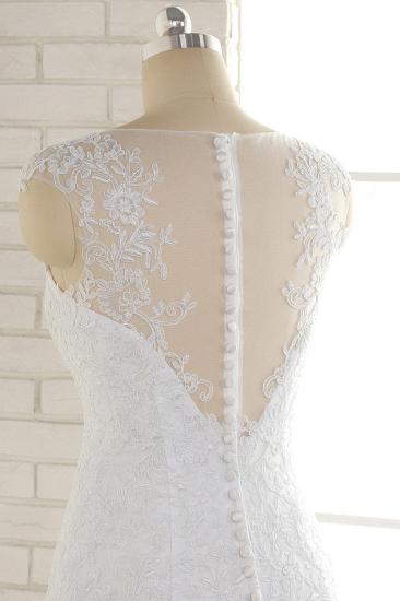 Bradyonlinewholesale Gorgeous White Mermaid Lace Wedding Dresses With Appliques Jewel Sleeveless Bridal Gowns Online_5