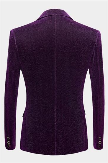 Sparkling Purple Sequin Blazer Online | Peak Lapel Glitter Prom Mens Suit_2