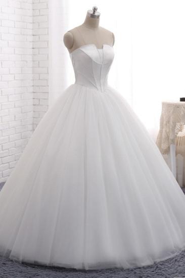 Bradyonlinewholesale Chic Ball Gown Strapless White Tulle Wedding Dress Sleeveless Bridal Gowns On Sale_3