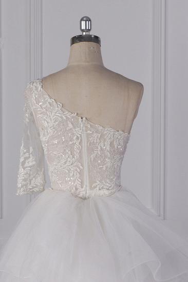 Bradyonlinewholesale Glamorous Sheath Lace Tulle Wedding Dress One-Shoulder 3/4 Sleeve Appliques Bridal Gowns Online_5