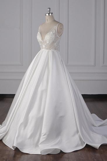 Straps Beads Appliques Ball Gown Wedding Dresses | Sexy V-neck Backless Bridal Gowns_4