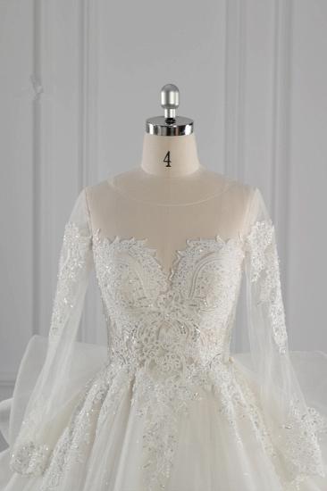 Bradyonlinewholesale Gorgeous Jewel Lace Tulle Wedding Dress Long Sleeves Beadings Bridal Gowns On Sale_4
