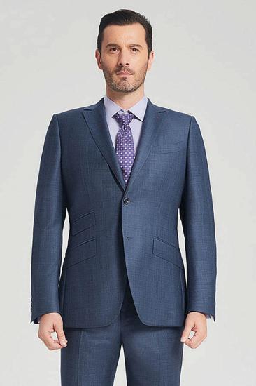 Three Flap Pockets Navy Two Button Premium Mens Formal Suit_2